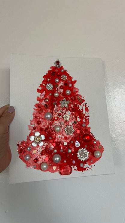 Original Painting "Ruby Noel" Christmas Tree 8x10