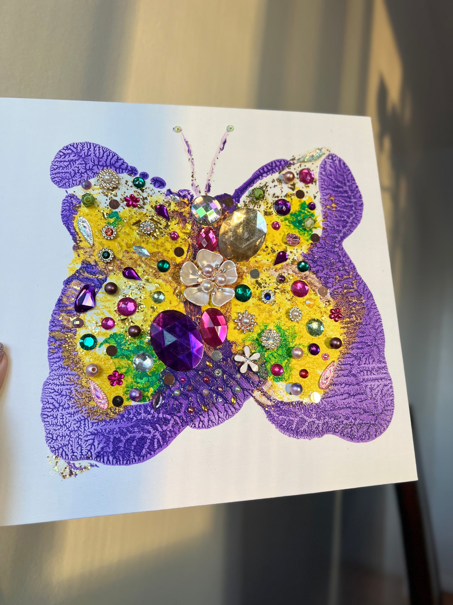 Jeweled Butterfly Art – 10x10 Original painting