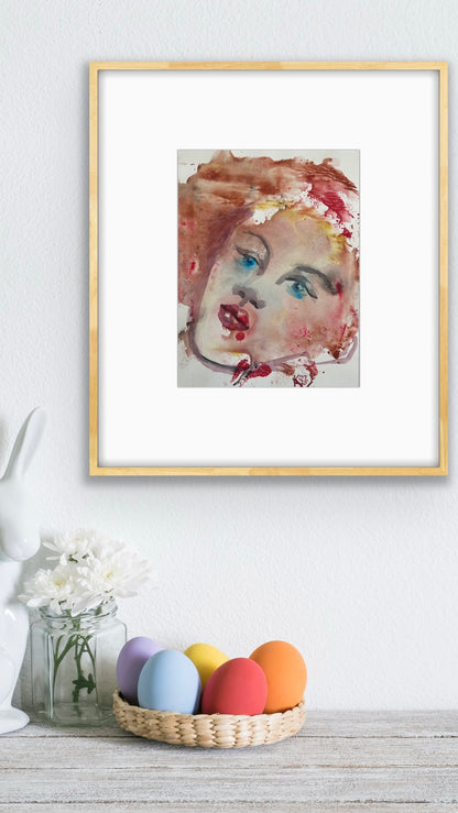 Original Watercolor Painting "Sky Eyes" Portrait 9x12