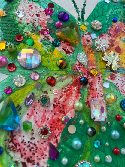 "Crystal Butterfly" – Original Mixed Media Art 10x10 inch