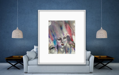 The Bird Whisperer Original Watercolor Painting, 11 x 14 inches (28 x 36 cm)