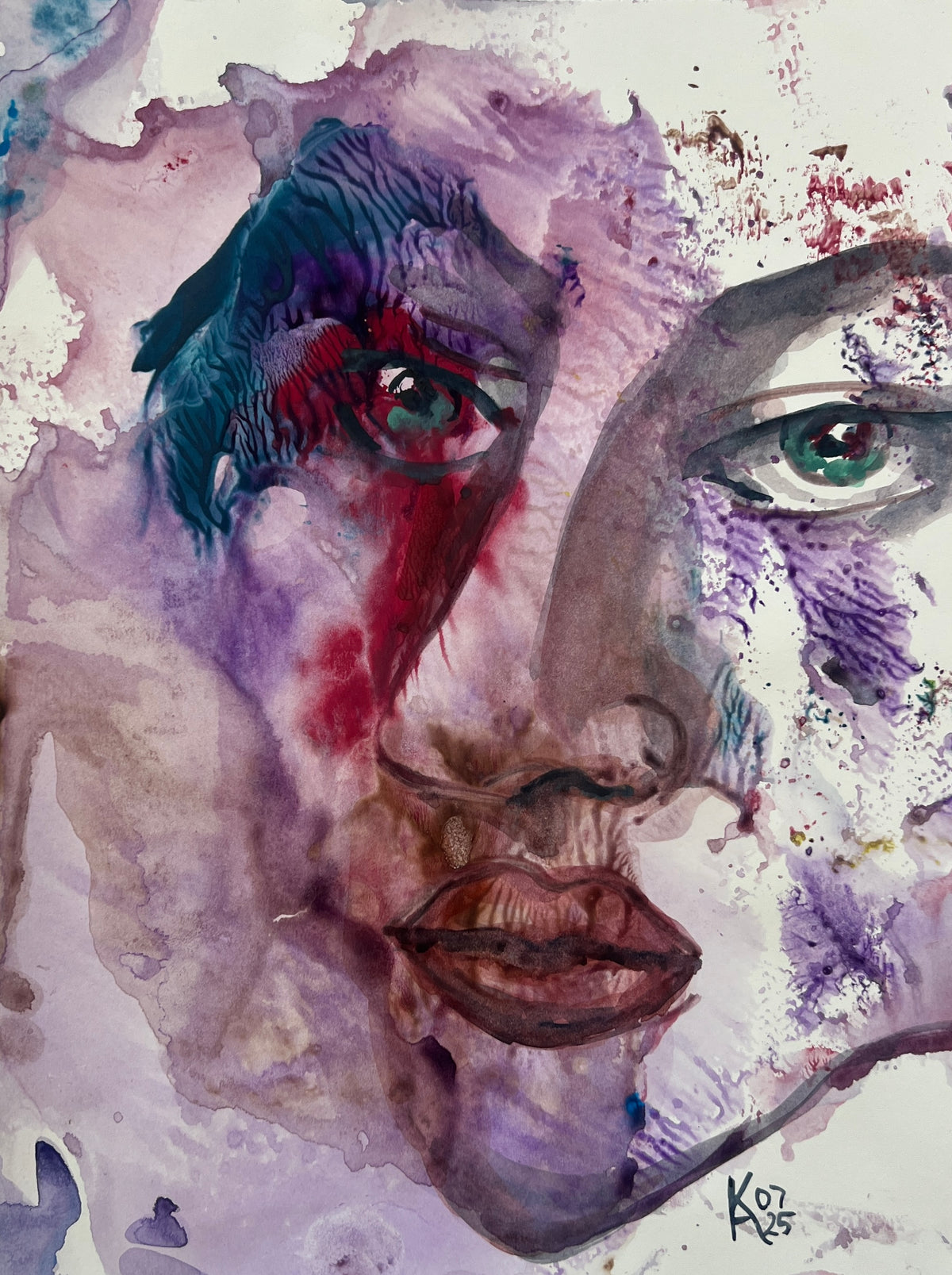 Original Watercolor Painting "The Violet Hour" Portrait 9x12