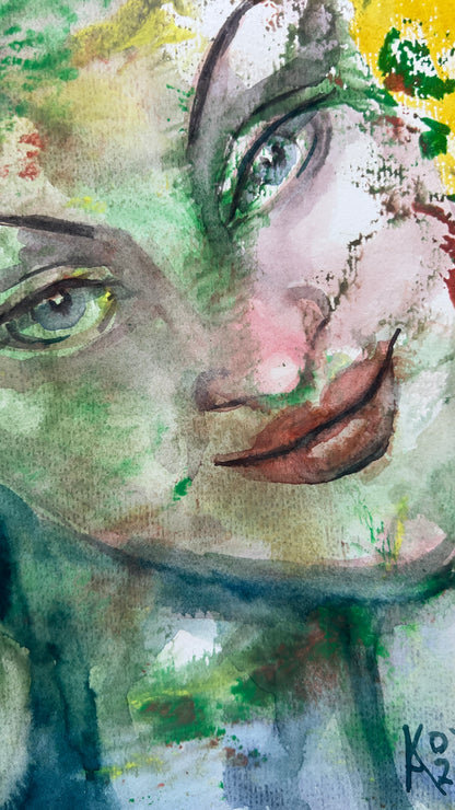 Spring Girl – Original Watercolor, 9x12 (22.9 x 30.5 cm)