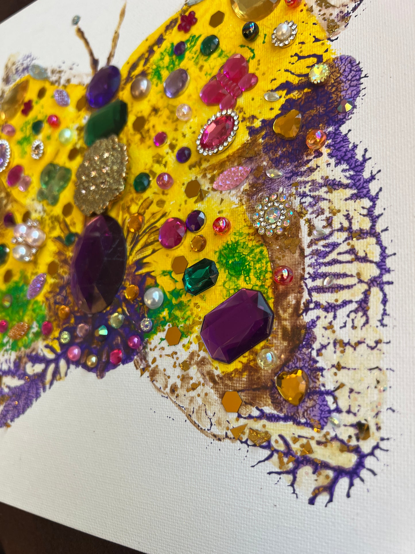 Golden Jeweled Butterfly – 10x10 Original painting