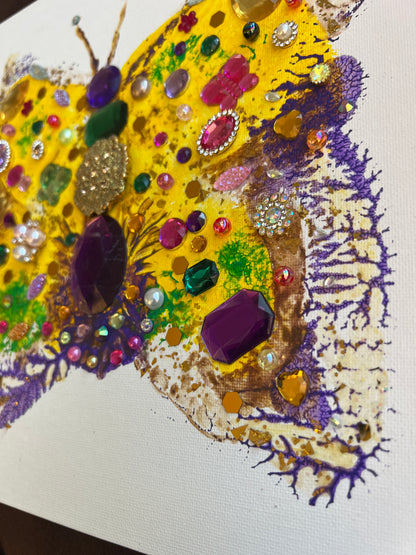 Golden Jeweled Butterfly – 10x10 Original painting