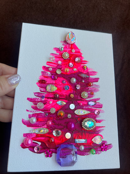 Handmade Pink Christmas Tree 5x7