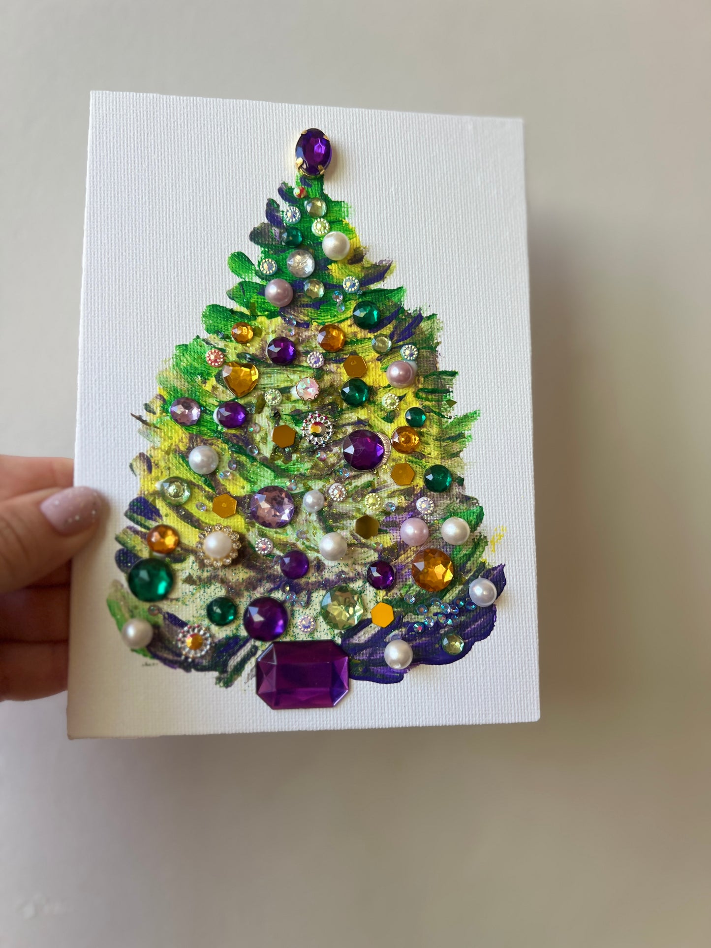 Sparkly Jeweled Christmas Tree – 5x7 Original painting