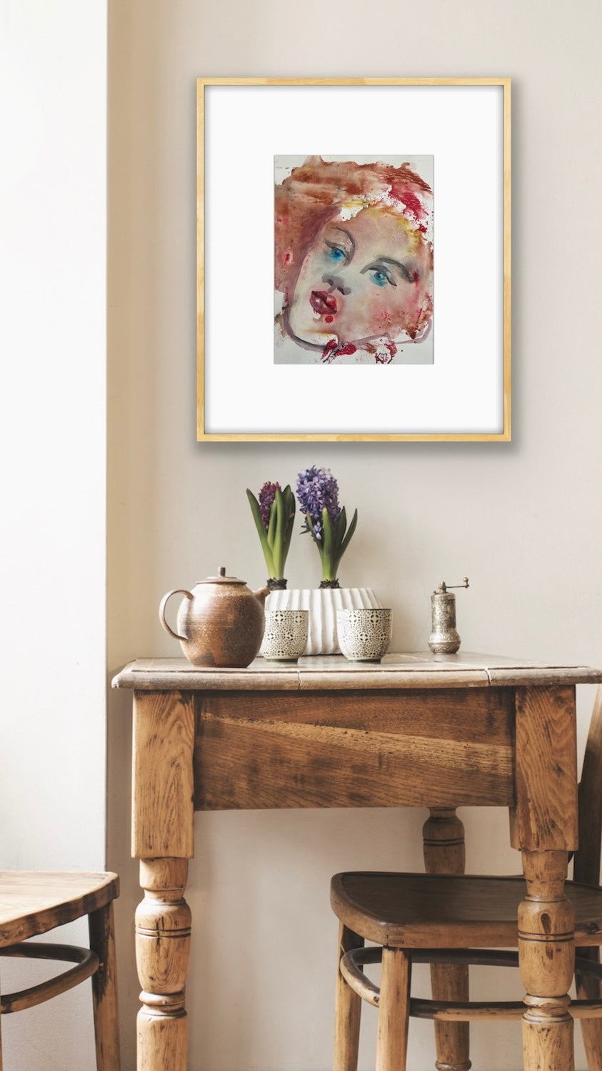 Original Watercolor Painting "Sky Eyes" Portrait 9x12