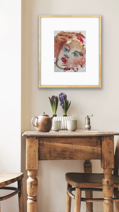 Original Watercolor Painting "Sky Eyes" Portrait 9x12