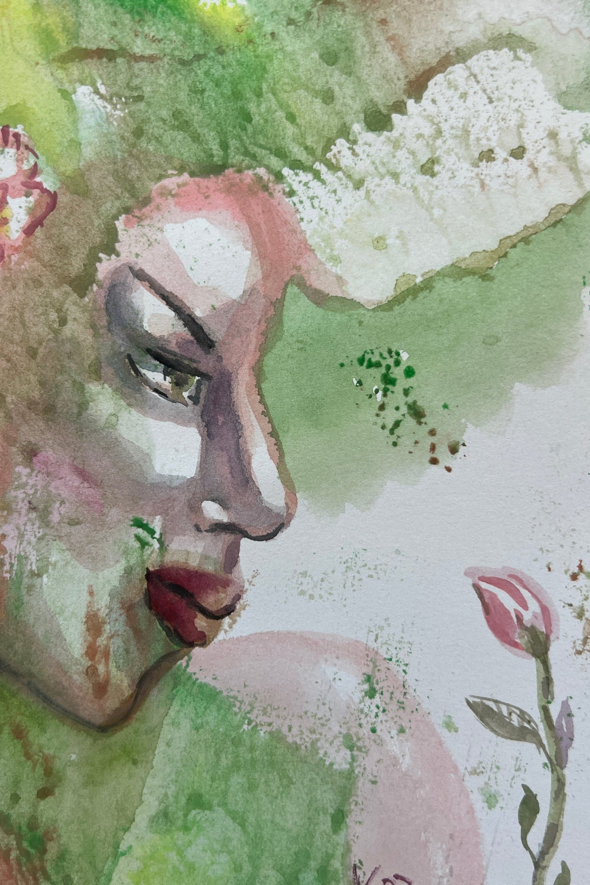 Floral Profile – Original Watercolor, 9x12 (22.9 x 30.5 cm)