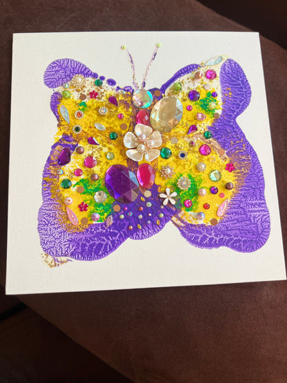 Jeweled Butterfly Art – 10x10 Original painting