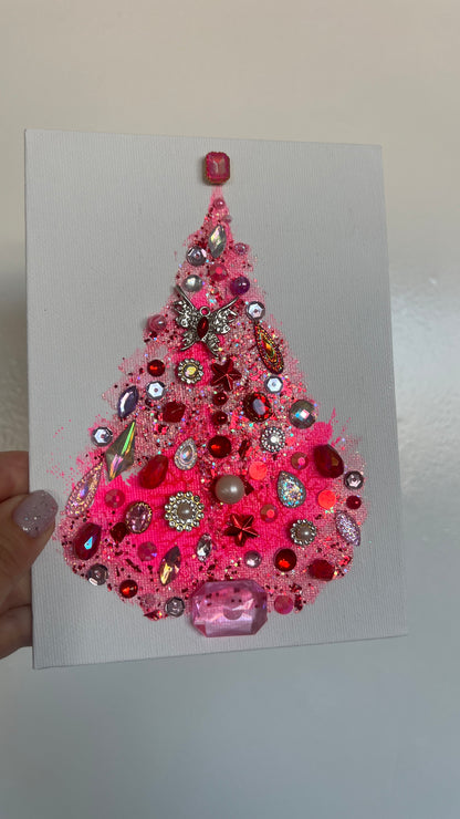 Original Painting "Pink Butterfly" Christmas Tree 5x7