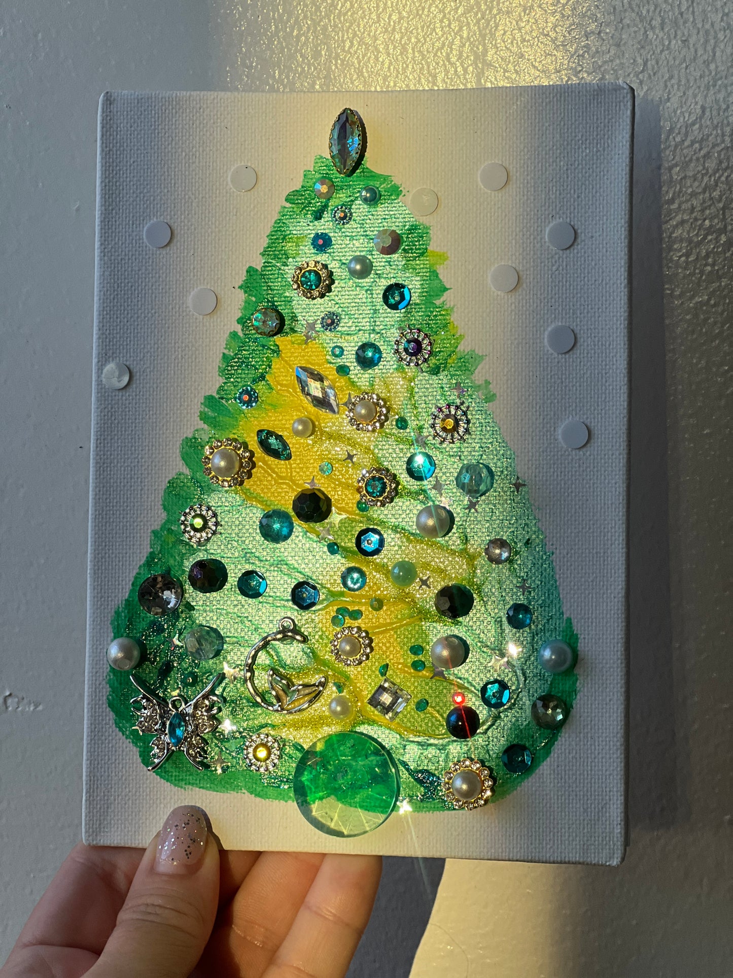 Enchanted Jeweled Christmas Tree with Fairy – 5x7 Original painting