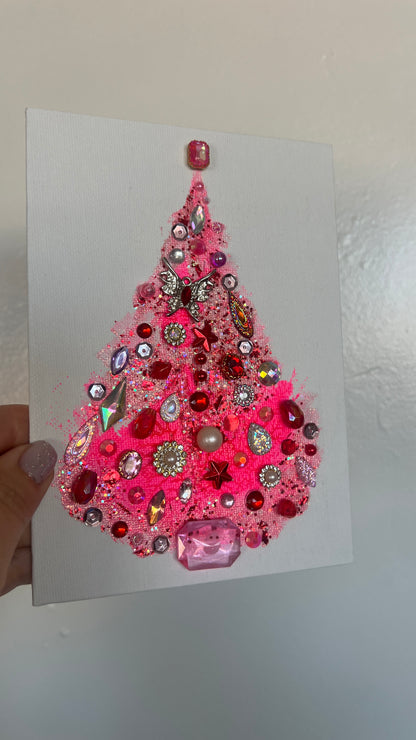 Original Painting "Pink Butterfly" Christmas Tree 5x7