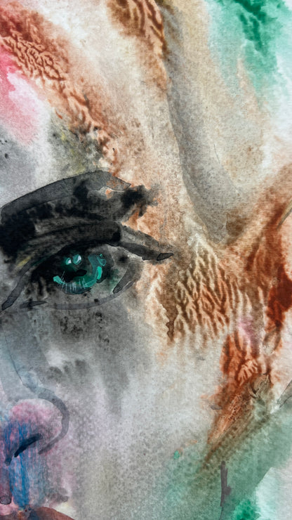 Spectrum Face – Original Watercolor, 12x18 (30.5 x 45.7 cm)