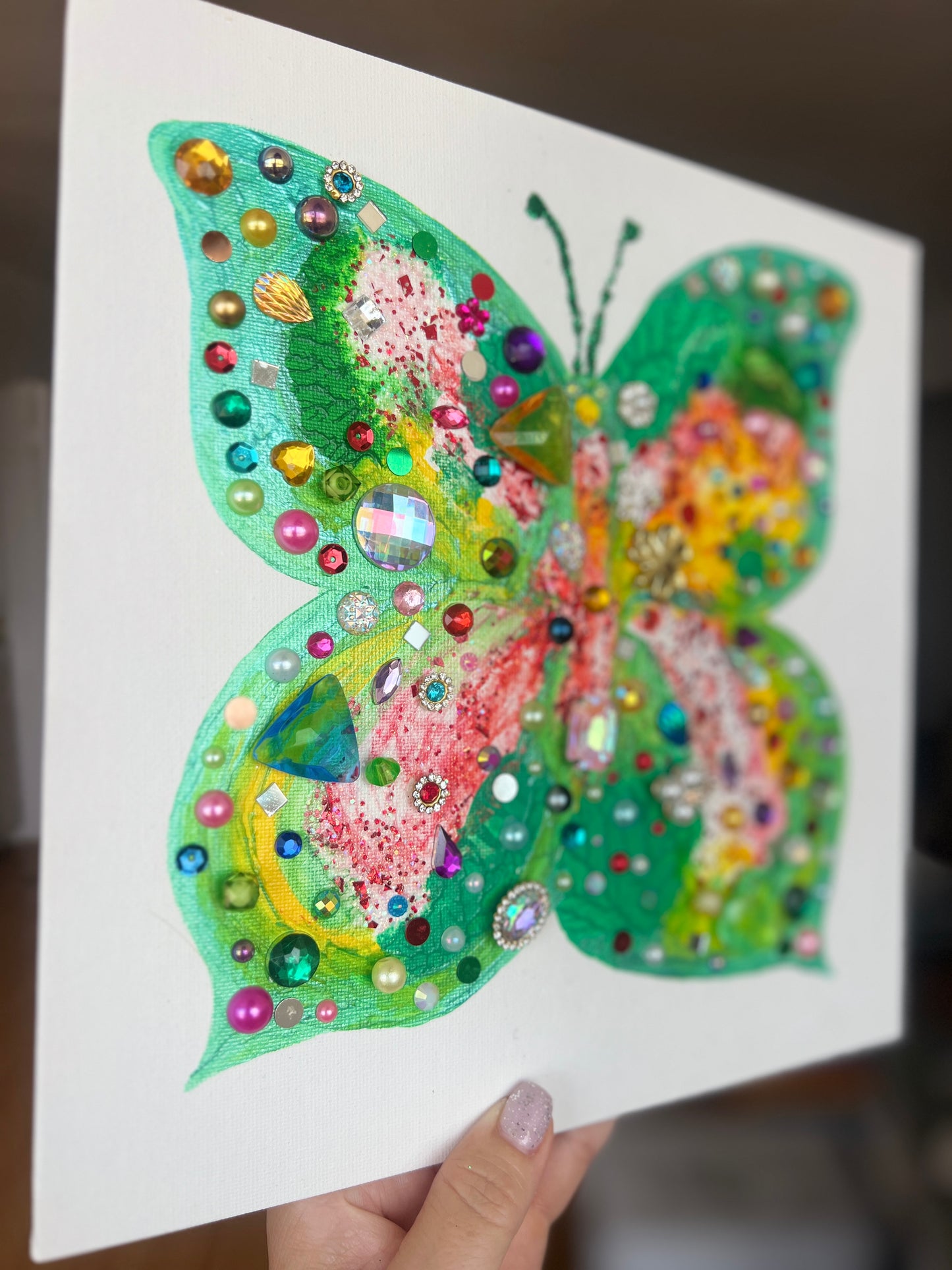 "Crystal Butterfly" – Original Mixed Media Art 10x10 inch