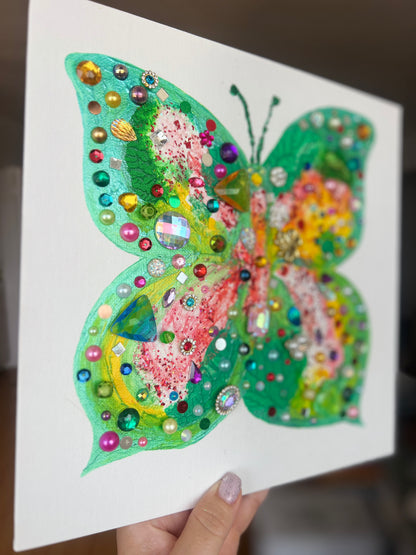 "Crystal Butterfly" – Original Mixed Media Art 10x10 inch