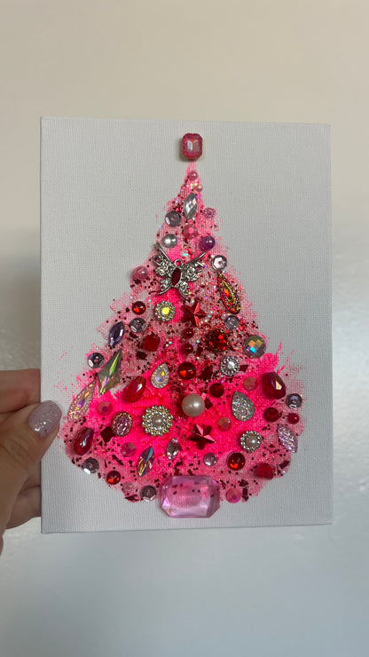 Original Painting "Pink Butterfly" Christmas Tree 5x7