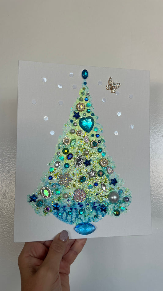 Original Painting "Butterfly Heart" Christmas Tree 8x10