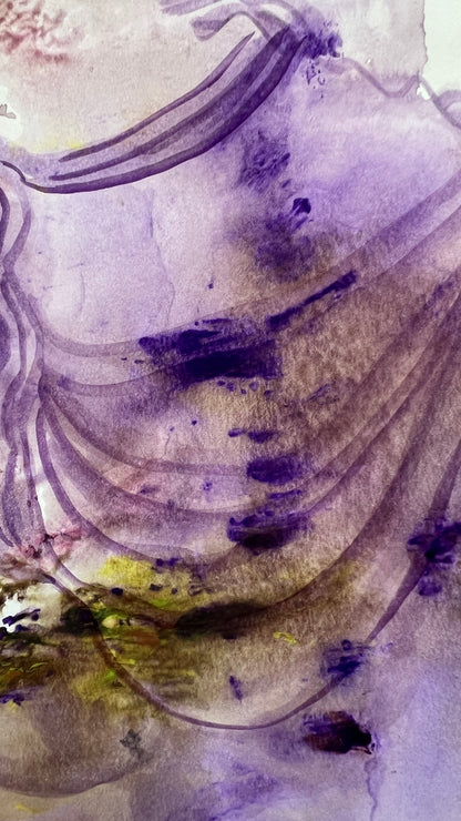 Lilac Fog — original watercolor, 9×12 in