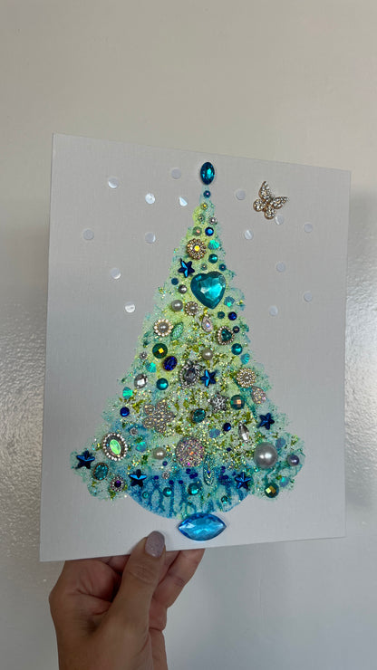 Original Painting "Butterfly Heart" Christmas Tree 8x10