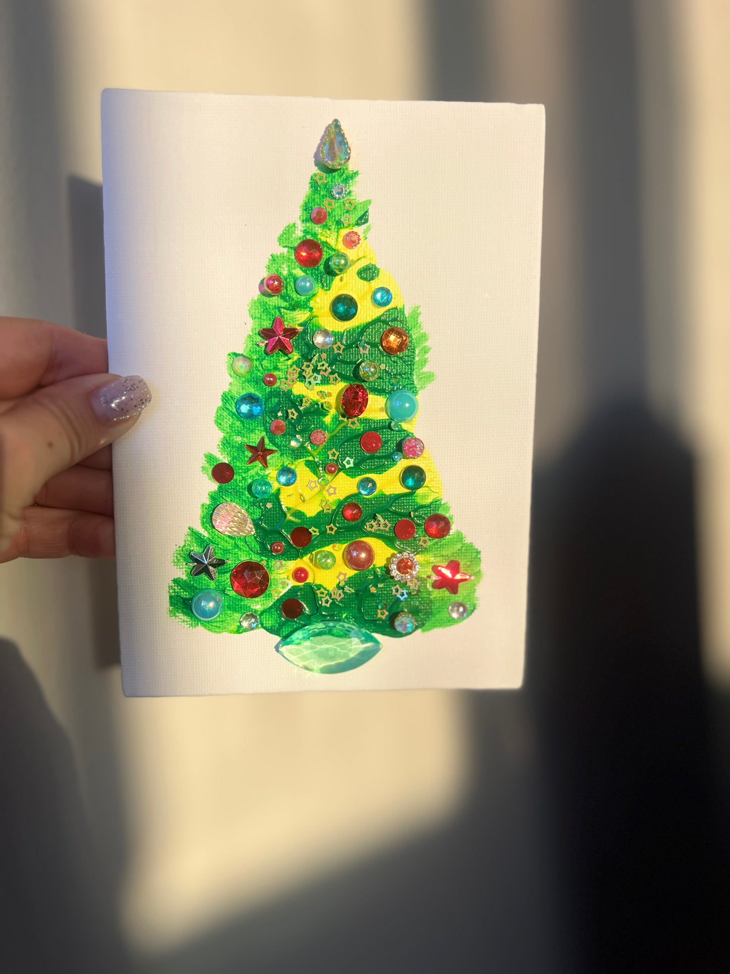 Classic Jeweled Christmas Tree – 5x7 Original painting