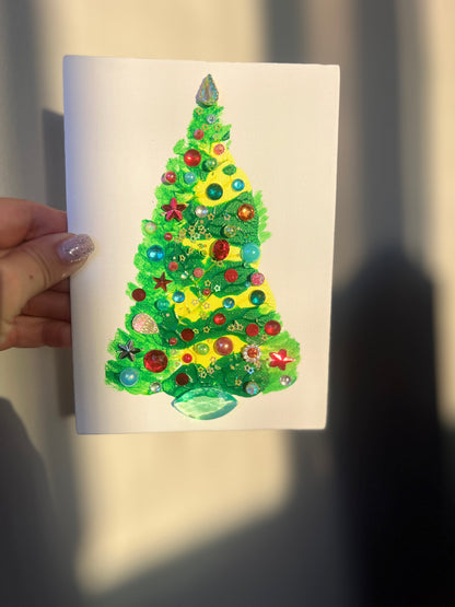 Classic Jeweled Christmas Tree – 5x7 Original painting
