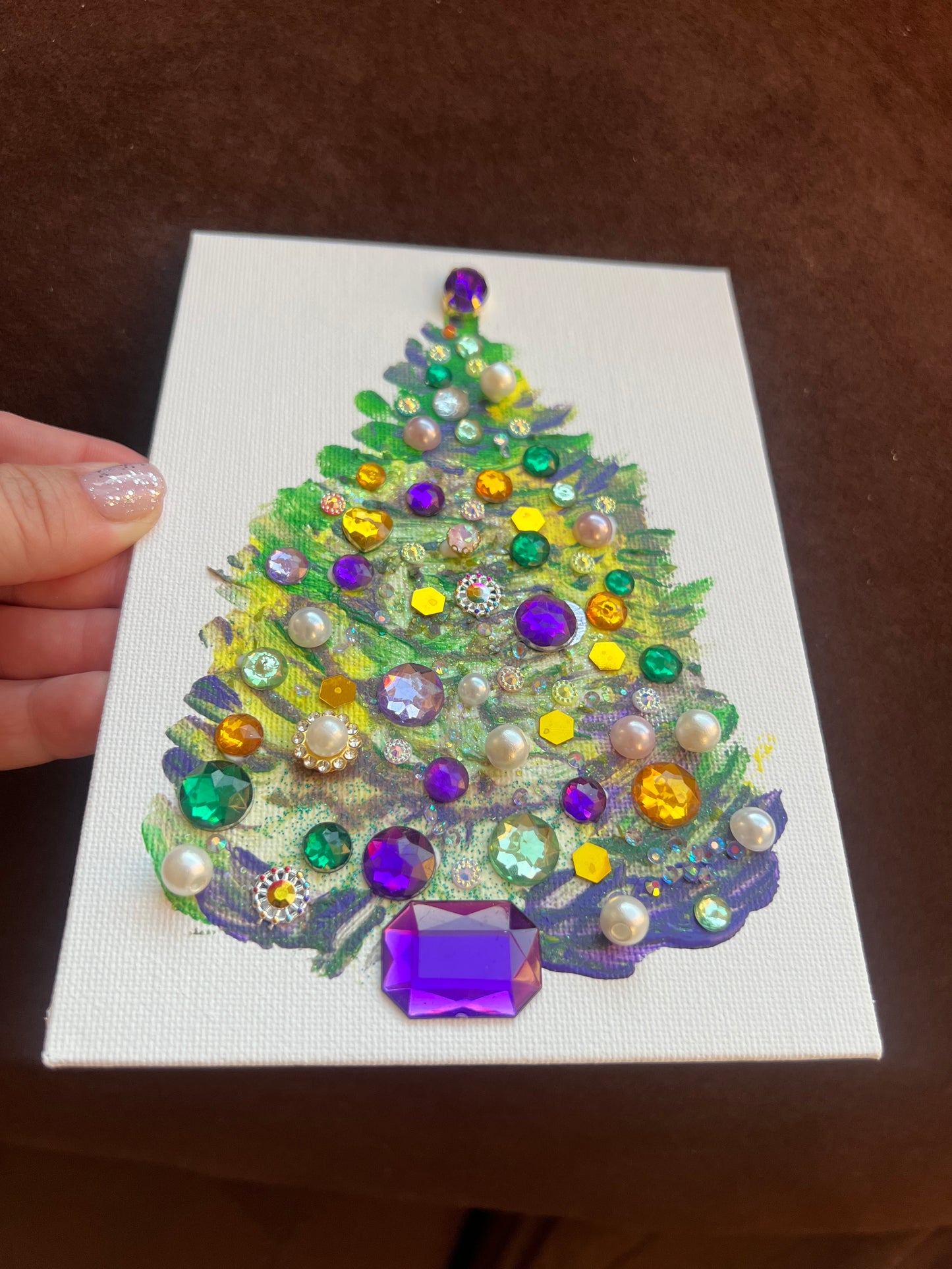 Sparkly Jeweled Christmas Tree – 5x7 Original painting