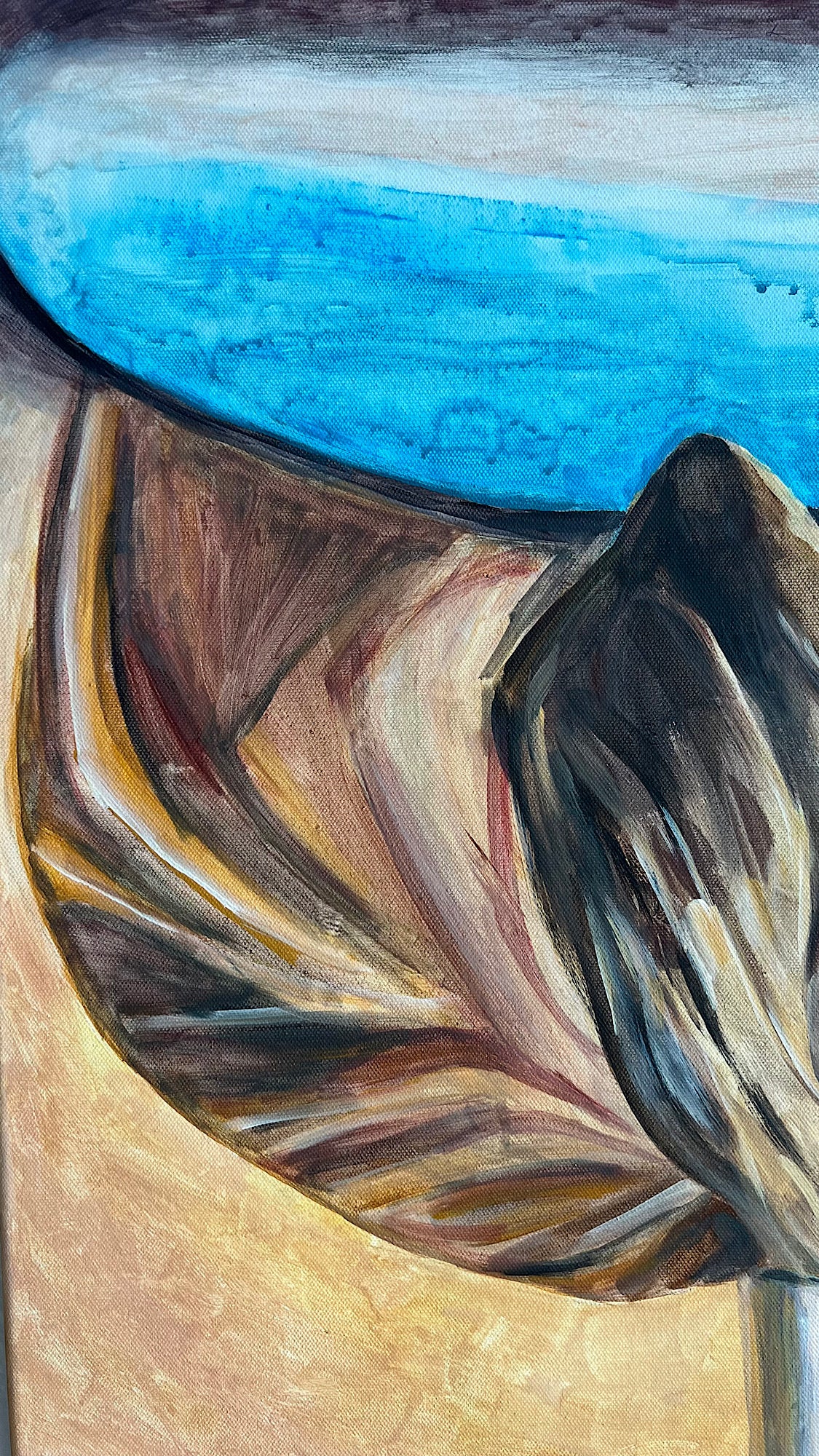 Large acrylic painting of a woman, expressive figurative art on canvas, 36x48 inches
