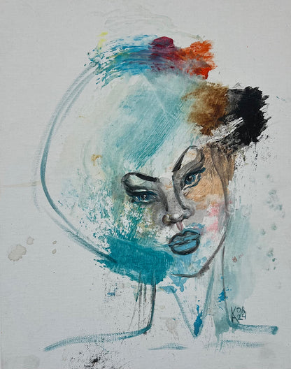 Original acrylic surrealist portrait painting Pride on canvas board, 11x14 inches, bold colorful brushwork