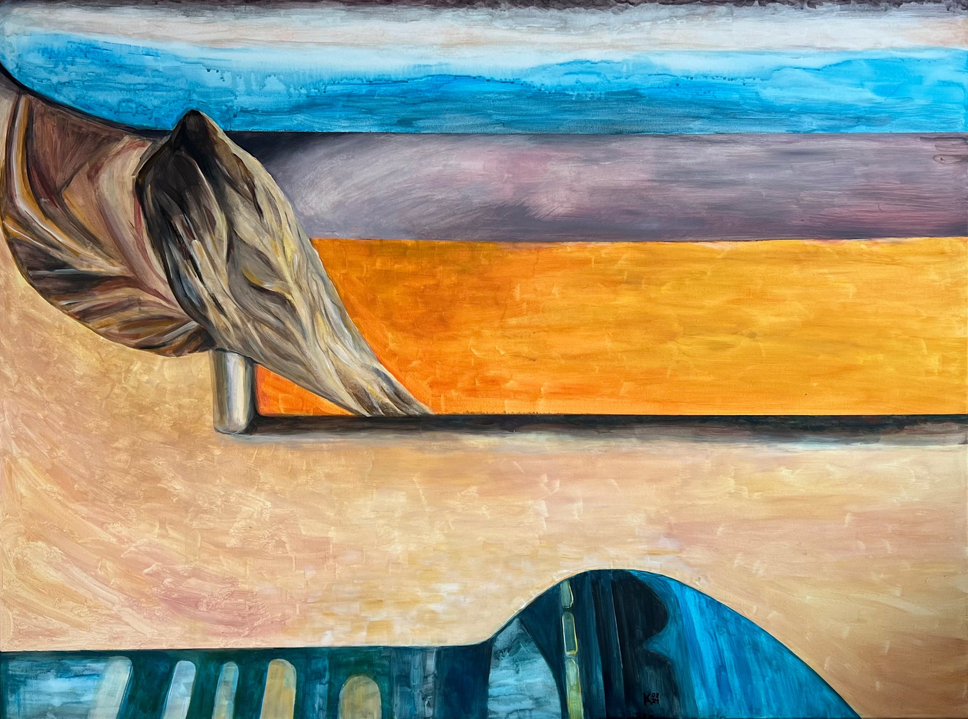 Original acrylic painting A Woman Who Loves and Waits, 36x48 in, large canvas figurative art, 2024
