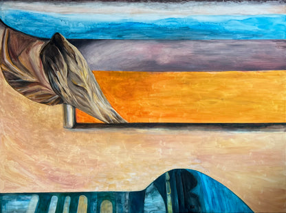 Original acrylic painting A Woman Who Loves and Waits, 36x48 in, large canvas figurative art, 2024
