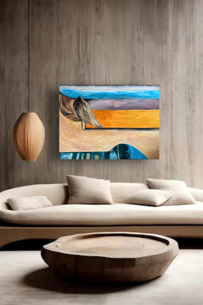 Signed original acrylic painting by kateart, figurative woman art, canvas 36x48 in, 2024