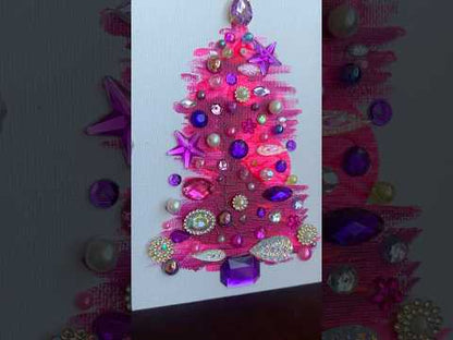 Pink & Purple Jeweled Christmas Tree - 5x7 Original