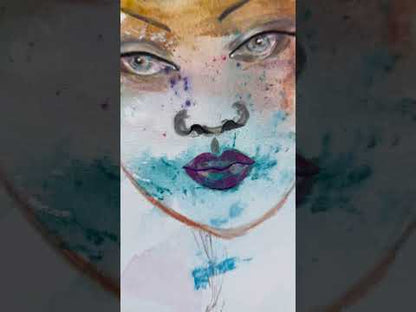 Original Acrylic Painting Silence, Surrealism Portrait on Canvas Board, 11x14 in
