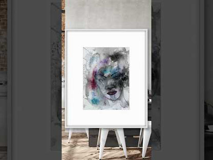 Galactic Light, original watercolor painting, 11*15 in, portrait, surrealism