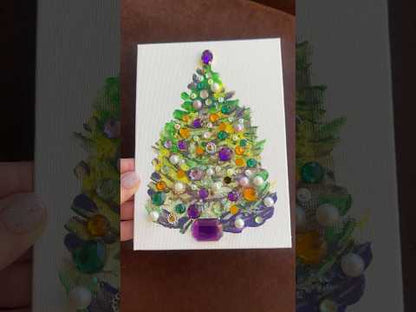 Sparkly Jeweled Christmas Tree – 5x7 Original painting