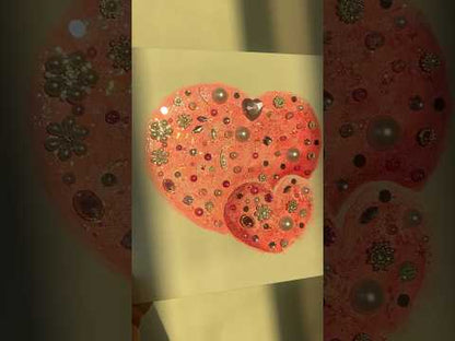 Pink heart with rhinestones and pearls Pink Jeweled Hearts – 10x10 Original painting
