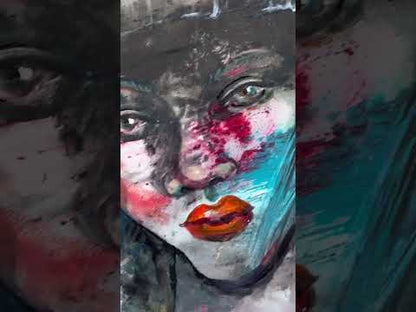 Original Acrylic Painting Night Rendezvous 11x14, Surrealism Portrait on Canvas Board