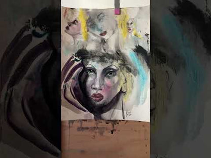 Original watercolor painting Many Faces, One Soul, paper 11x14 in, surrealism, unframed