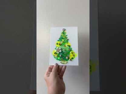 Emerald & Sunshine Jeweled Christmas Tree – 5x7 Original painting