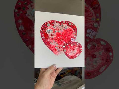 "Twin Hearts" – Original Mixed Media Art 10x10 inch