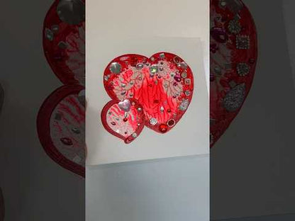 Two hearts, one love an original 3D heart painting, 10×10 in (25.4×25.4 cm)