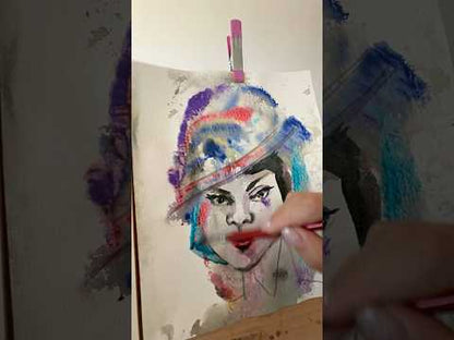 Original watercolor painting The Flower Hat 11x14 inch