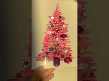 Handmade Textured Pink Christmas Tree Art – 5x7" (12.7x17.8 cm) Canvas Board