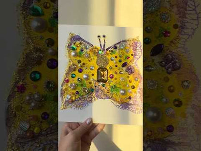Golden Jeweled Butterfly – 10x10 Original painting