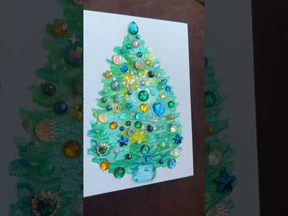 Jeweled Christmas Tree Art – 5x7 Original painting