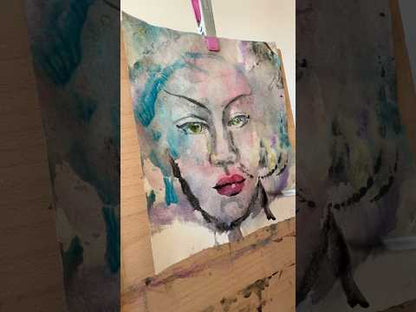 Veiled Gaze – Original Watercolor, 9x12 (22.9 x 30.5 cm)