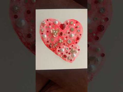 Pink & Ruby Jeweled Hearts – 10x10 Original painting