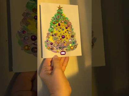 Purple, Gold & Green Jeweled Christmas Tree – 5x7 Original painting
